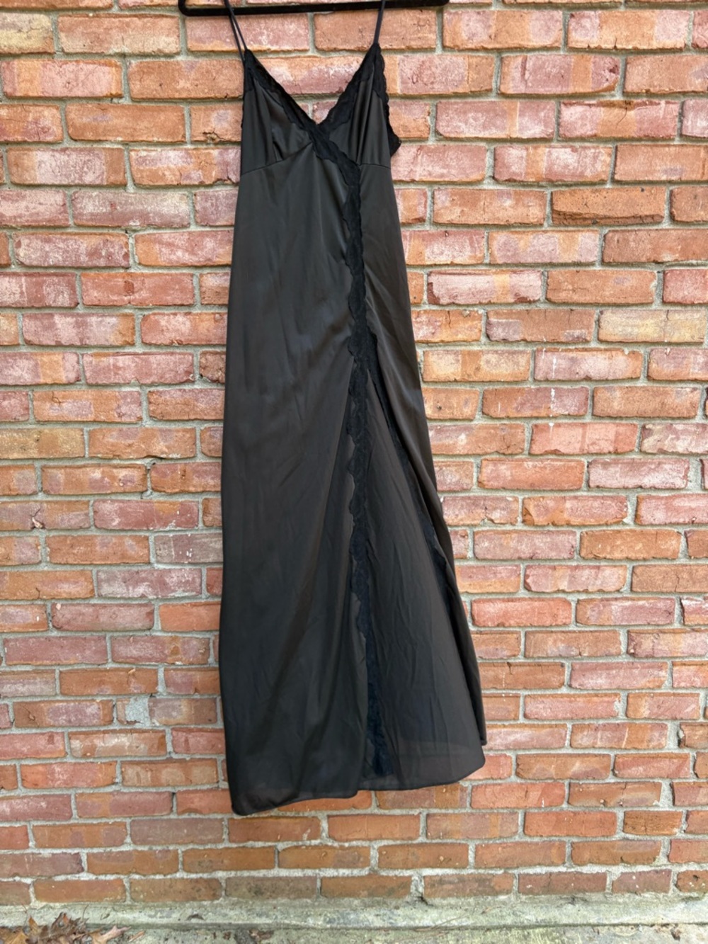 Black Vintage Lace-Trim Slip